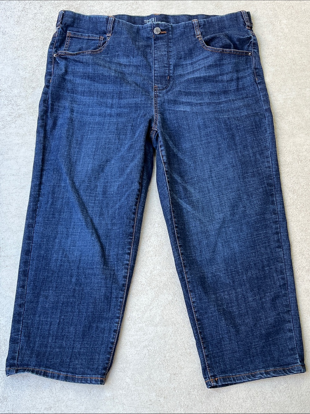 Time and Tru | Women's Pull-ON Straight Leg Jeans Dark Blue Denim Size XXL (20)